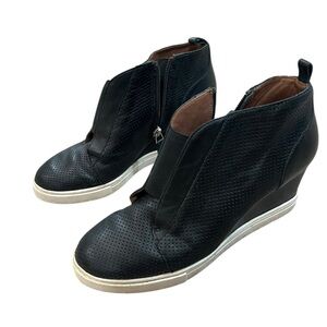 Paolo Black Perforated Wedge Sneaker Booties with White Sole